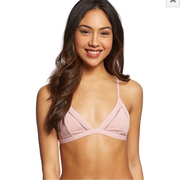 Rhythm. Free People Lattice Stitched Triangle Top Bikini Swimsuit in Pink sz Med - Picture 1 of 6